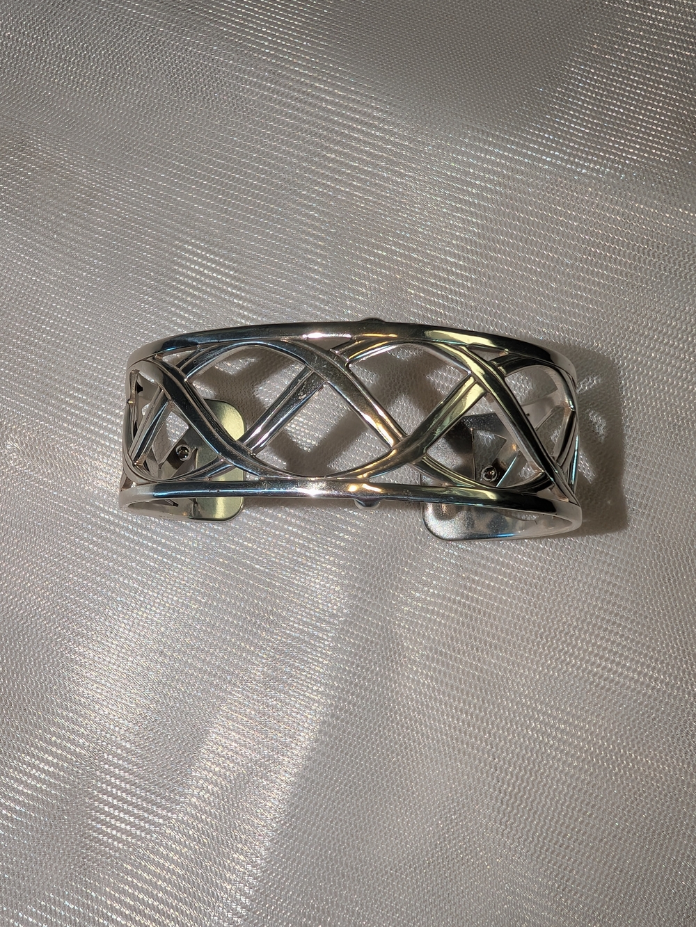 Silver Openwork Cuff Bracelet - Women's Accessory